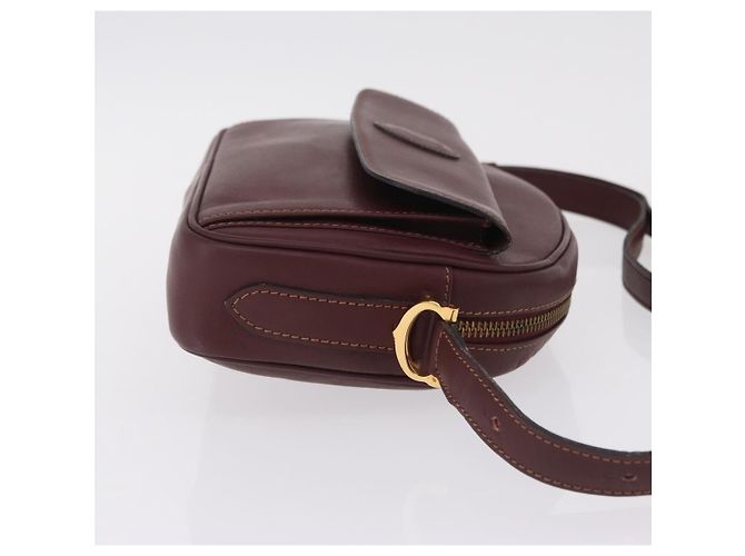 Cartier Must Line Shoulder Bag Leather Bordeaux Gold - vista 4