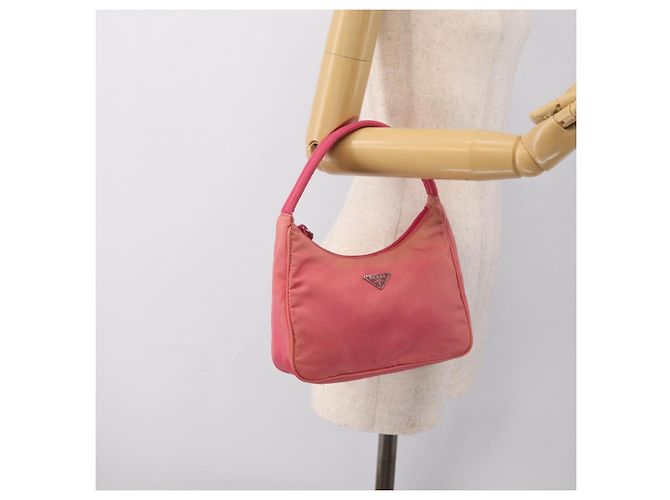PRADA Pochette à main Nylon Rose Argent - vue 21