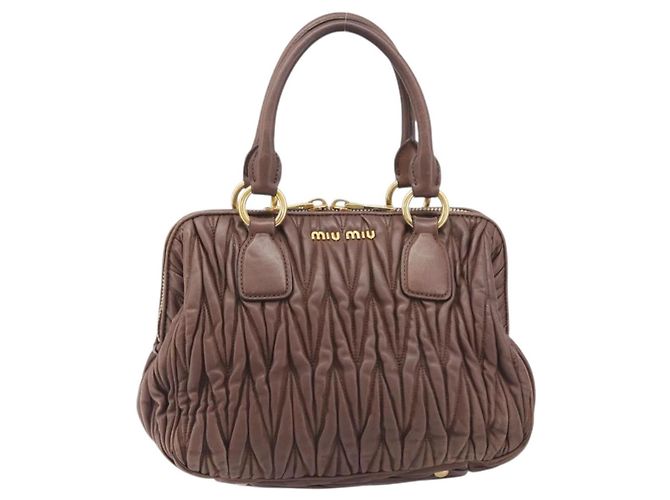 Miu Miu Matelasse Hand Bag Leather Brown Gold - vista 2