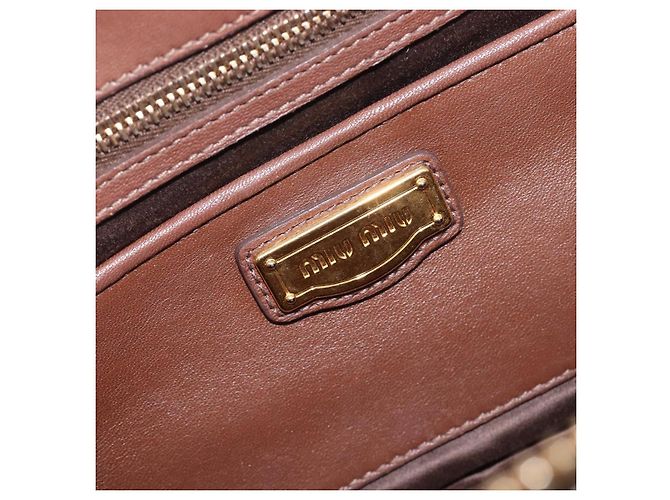 Miu Miu Matelasse Hand Bag Leather Brown Gold - vista 20