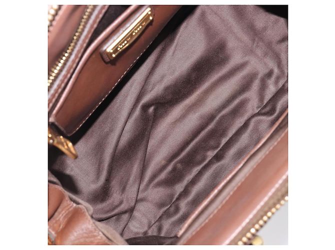 Miu Miu Matelasse Hand Bag Leather Brown Gold - vista 21
