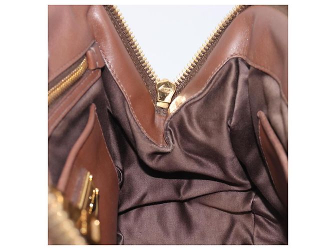 Miu Miu Matelasse Hand Bag Leather Brown Gold - vista 22