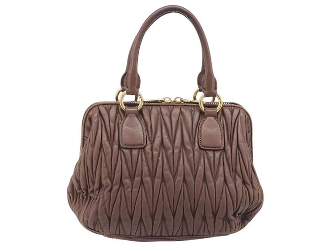 Miu Miu Matelasse Hand Bag Leather Brown Gold - vista 3