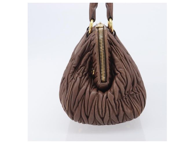 Miu Miu Matelasse Hand Bag Leather Brown Gold - vista 4