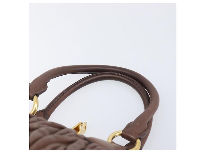Miu Miu Matelasse Hand Bag Leather Brown Gold - vista 8