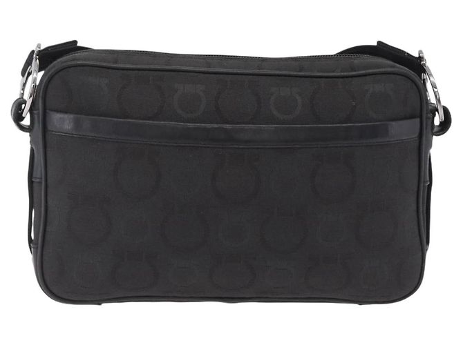 Salvatore Ferragamo Gancini Shoulder Bag Canvas Black Silver - Ansicht 2