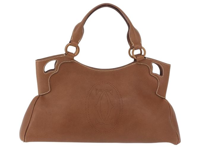 Cartier Hand Bag Leather Brown Gold - vista 2