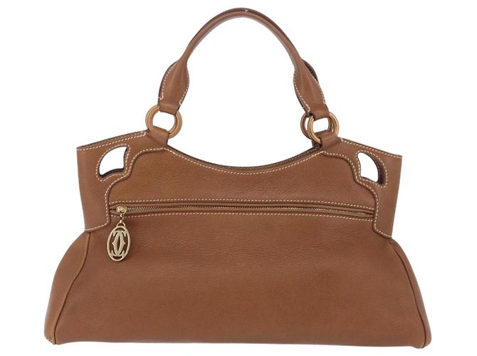 Cartier Hand Bag Leather Brown Gold - vista 3