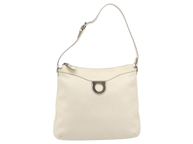 Salvatore Ferragamo Gancini Shoulder Bag Leather Ivory Silver - vista 2