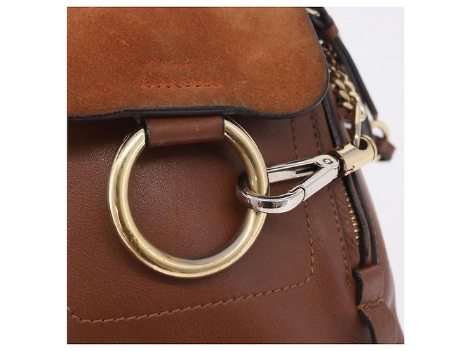 Chloé Chloe Faye Mini Backpack Leather Brown Gold - view 16