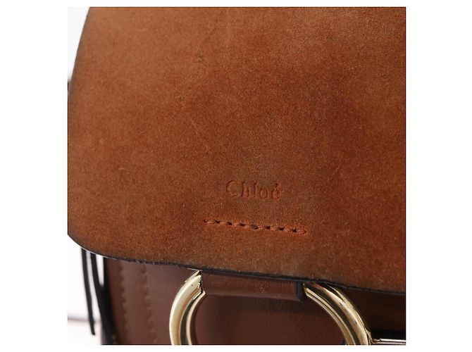 Chloé Chloe Faye Mini Backpack Leather Brown Gold - view 17
