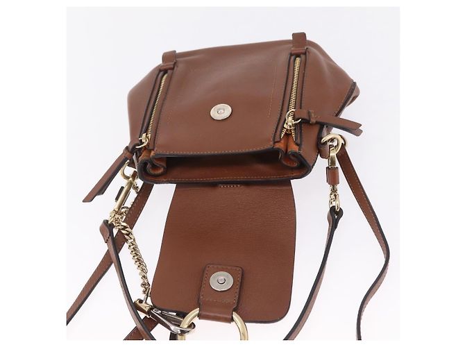 Chloé Chloe Faye Mini Backpack Leather Brown Gold - view 18