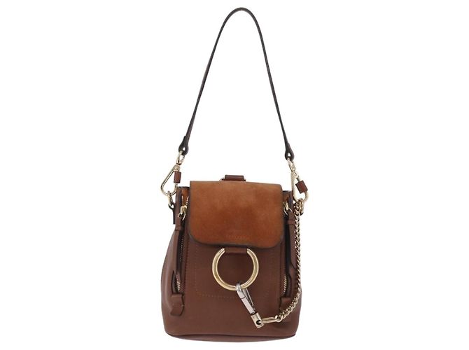 Chloé Chloe Faye Mini Backpack Leather Brown Gold - view 2
