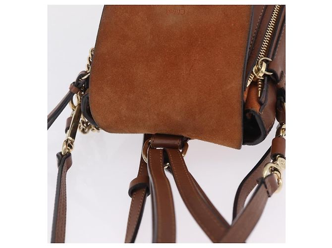 Chloé Chloe Faye Mini Backpack Leather Brown Gold - view 6