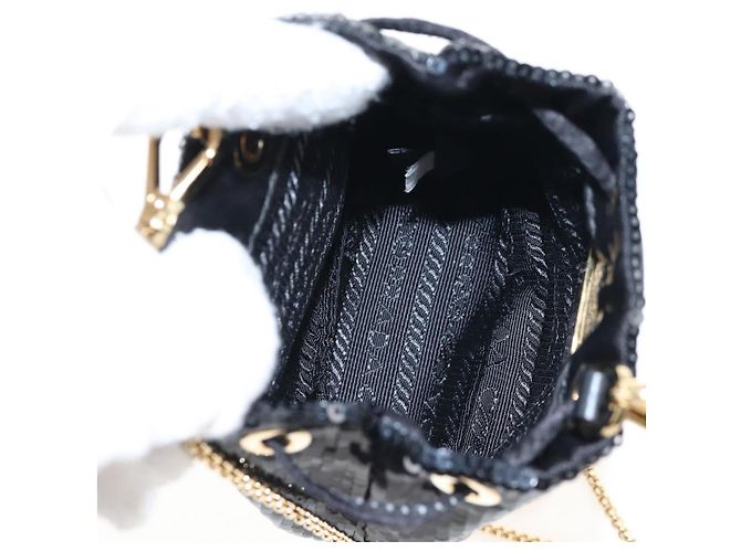 PRADA Chain Shoulder Pouch Sequin Black Gold - vista 10
