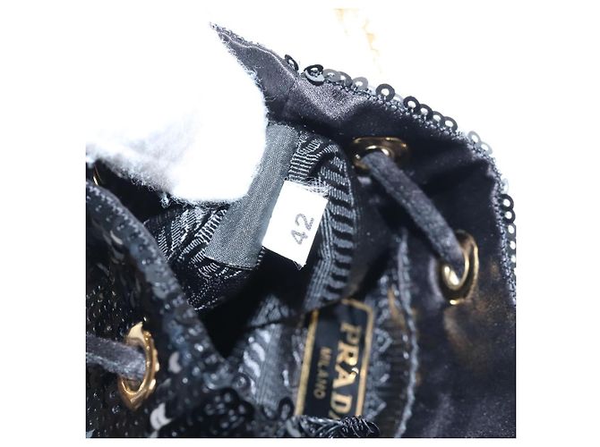 PRADA Chain Shoulder Pouch Sequin Black Gold - vista 11