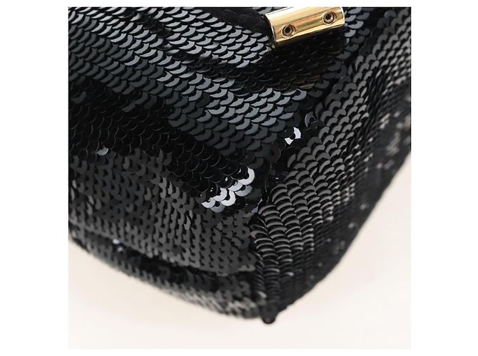 PRADA Chain Shoulder Pouch Sequin Black Gold - vista 16