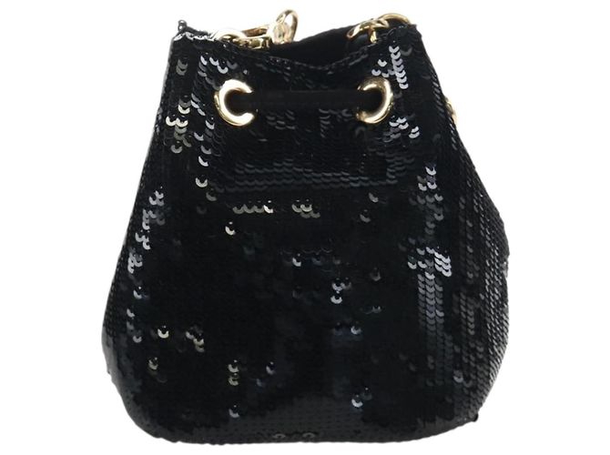 PRADA Chain Shoulder Pouch Sequin Black Gold - vista 2