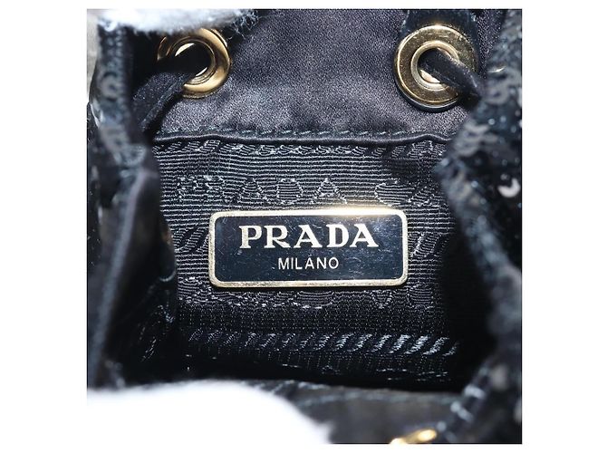 PRADA Chain Shoulder Pouch Sequin Black Gold - vista 21