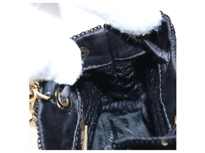 PRADA Chain Shoulder Pouch Sequin Black Gold - vista 23