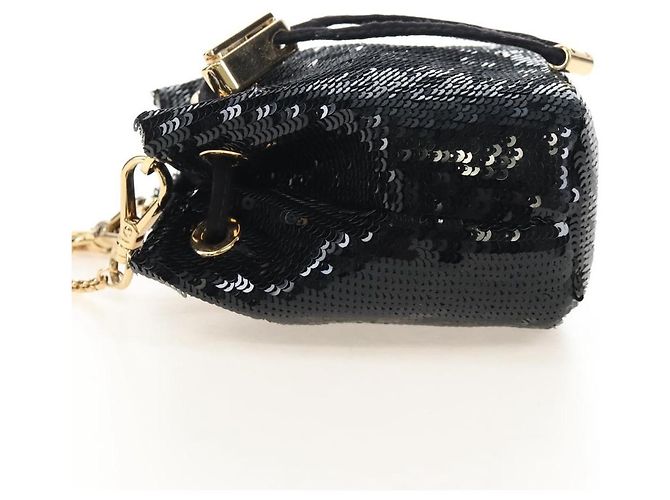 PRADA Chain Shoulder Pouch Sequin Black Gold - vista 3