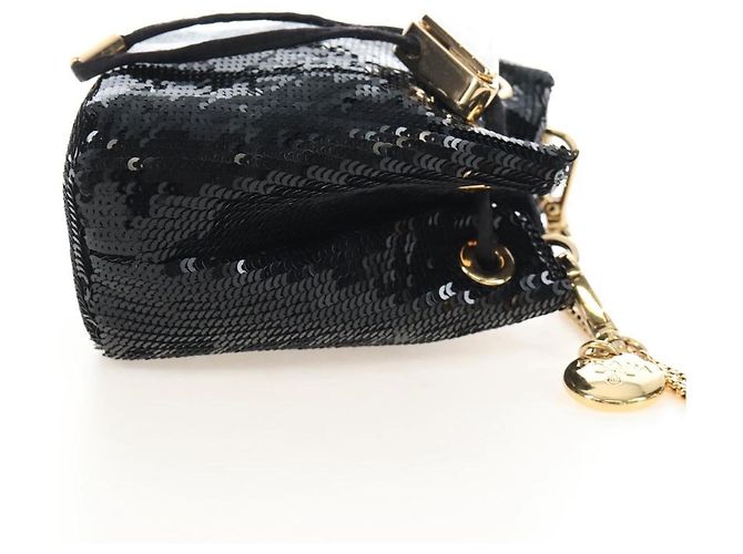 PRADA Chain Shoulder Pouch Sequin Black Gold - vista 4
