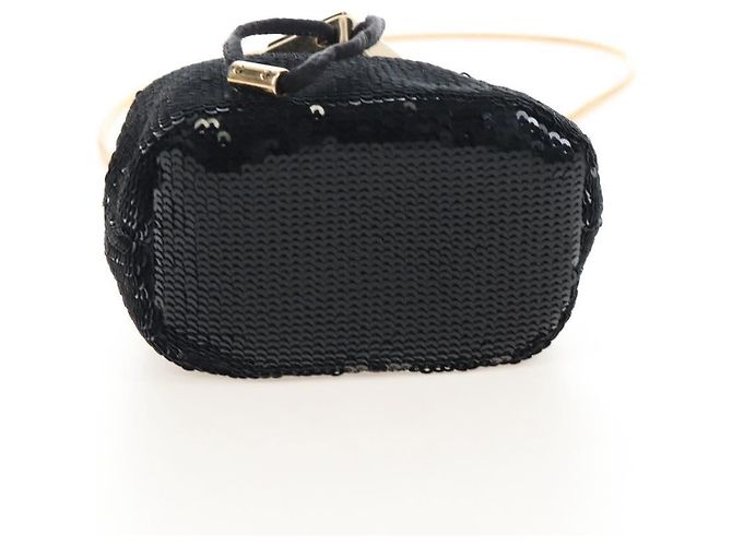 PRADA Chain Shoulder Pouch Sequin Black Gold - vista 5