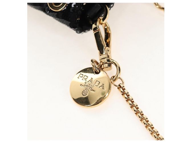 PRADA Chain Shoulder Pouch Sequin Black Gold - vista 8