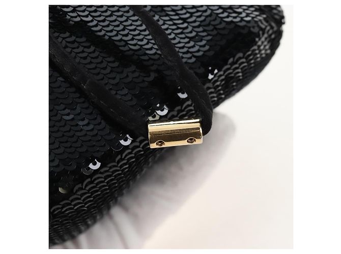 PRADA Chain Shoulder Pouch Sequin Black Gold - vista 9