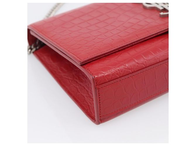 Autre Marque Saint Laurent Kate Chain Shoulder Bag Leather Red Silver - vista 11
