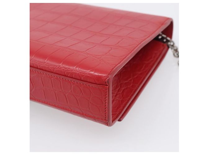 Autre Marque Saint Laurent Kate Chain Shoulder Bag Leather Red Silver - vista 12