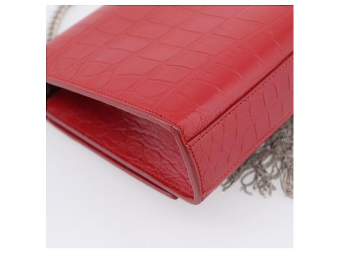 Autre Marque Saint Laurent Kate Chain Shoulder Bag Leather Red Silver - vista 13