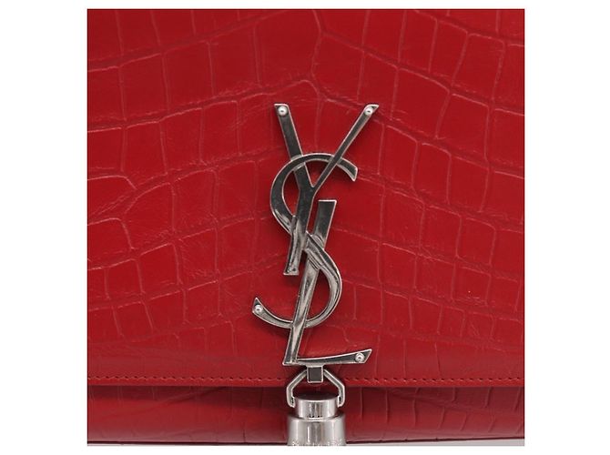 Autre Marque Saint Laurent Kate Chain Shoulder Bag Leather Red Silver - vista 15