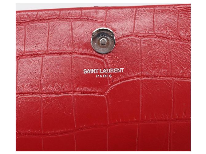 Autre Marque Saint Laurent Kate Chain Shoulder Bag Leather Red Silver - vista 18