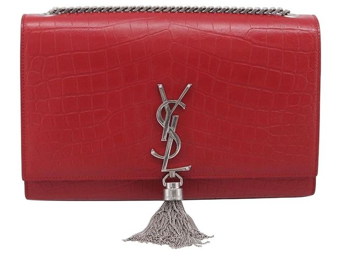 Autre Marque Saint Laurent Kate Chain Shoulder Bag Leather Red Silver - vista 2