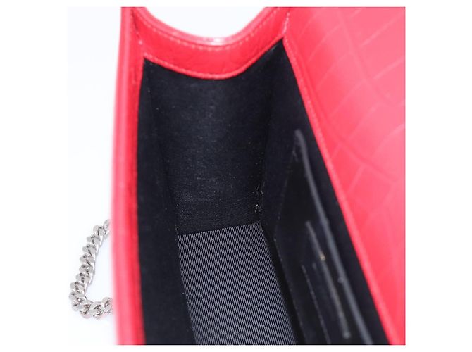 Autre Marque Saint Laurent Kate Chain Shoulder Bag Leather Red Silver - vista 22