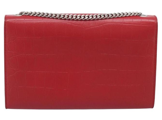 Autre Marque Saint Laurent Kate Chain Shoulder Bag Leather Red Silver - vista 3