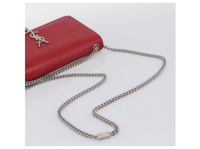 Autre Marque Saint Laurent Kate Chain Shoulder Bag Leather Red Silver - vista 7