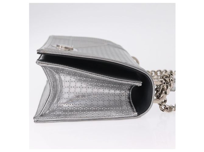 Christian Dior Diorama Schultertasche mit Kette Lackleder Silber - Ansicht 5