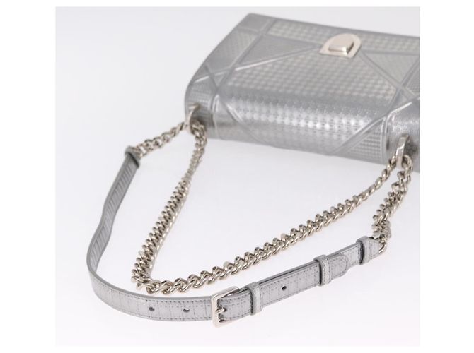 Christian Dior Diorama Schultertasche mit Kette Lackleder Silber - Ansicht 8