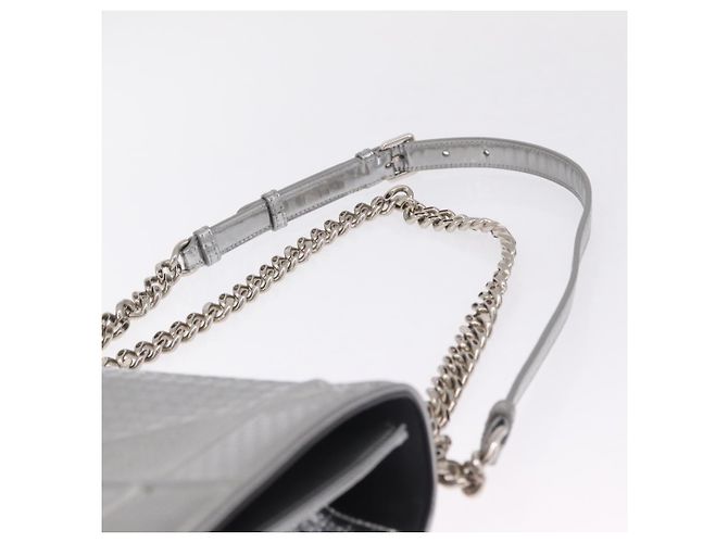 Christian Dior Diorama Schultertasche mit Kette Lackleder Silber - Ansicht 9