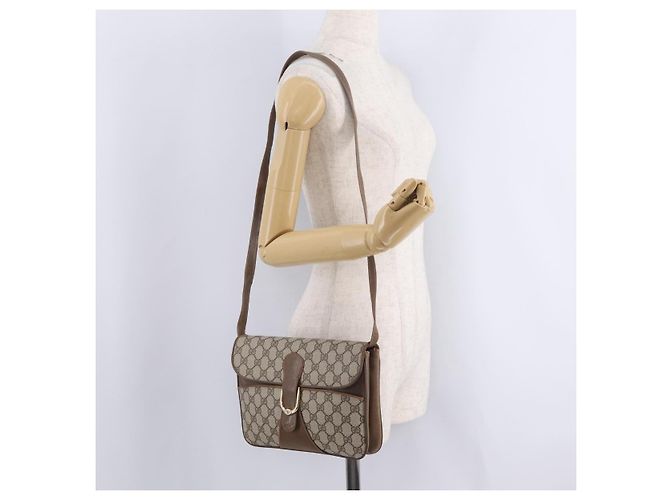 GUCCI GG Supreme Shoulder Bag PVC Beige Gold - vista 25