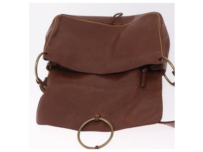 Miu Miu Shoulder Bag Leather Brown Gold - view 16