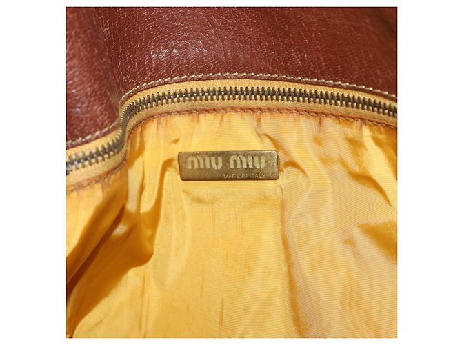 Miu Miu Shoulder Bag Leather Brown Gold - view 17