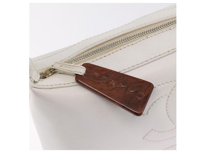 CHANEL COCO Mark Shoulder Bag Caviar Skin White Gold CC - vista 19