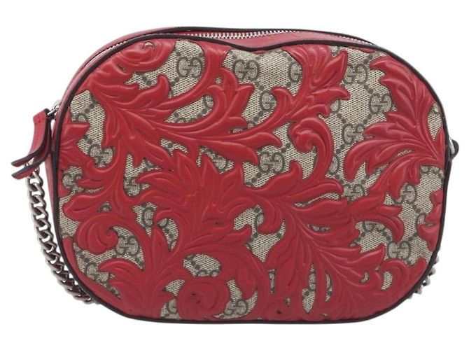 GUCCI GG Supreme Chain Shoulder Bag PVC Beige Silver 409535 - vista 13
