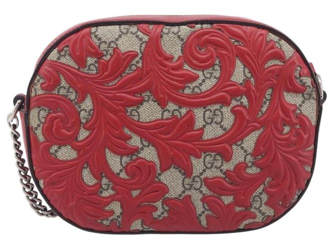 GUCCI GG Supreme Chain Shoulder Bag PVC Beige Silver 409535 - vista 2