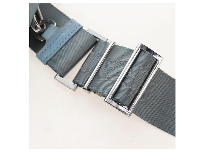 PRADA Bolsa de Mão Nylon 2way Azul Claro Prata - vista 11