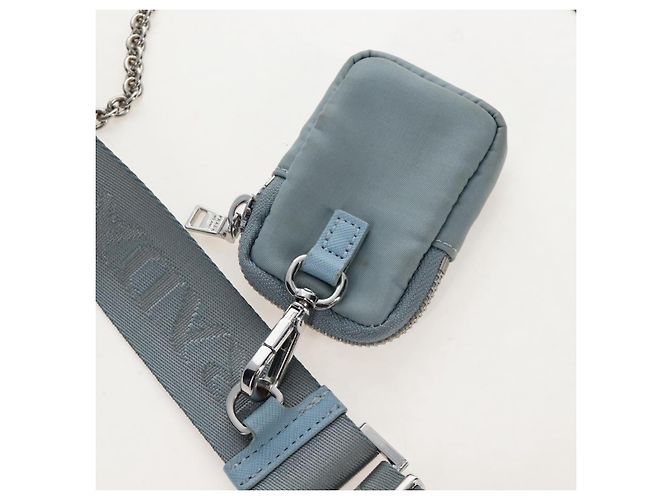 PRADA Bolsa de Mão Nylon 2way Azul Claro Prata - vista 15