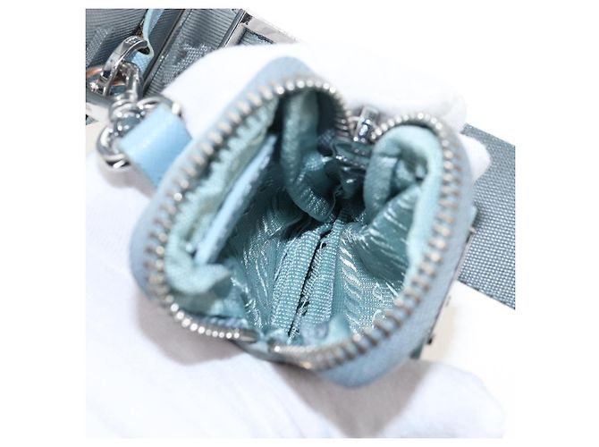 PRADA Bolsa de Mão Nylon 2way Azul Claro Prata - vista 16